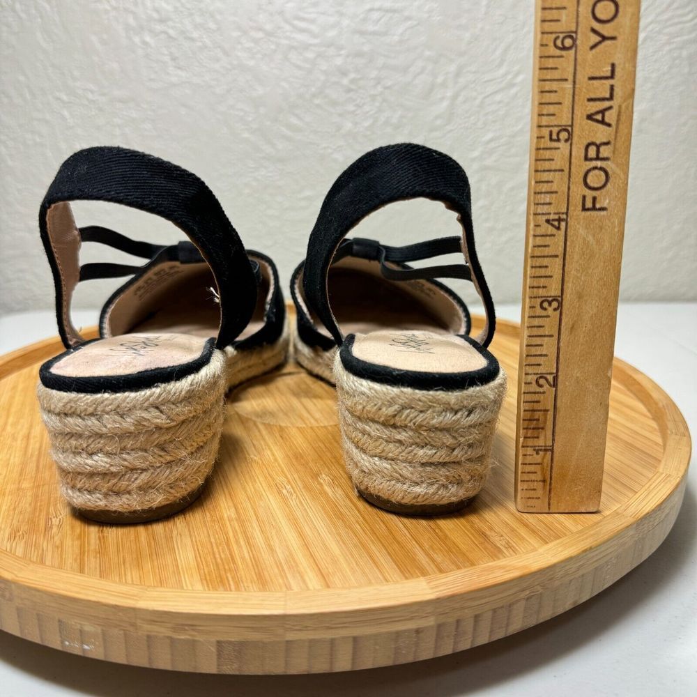 Black Espadrille Wedge Sandals - Picture 7 of 10